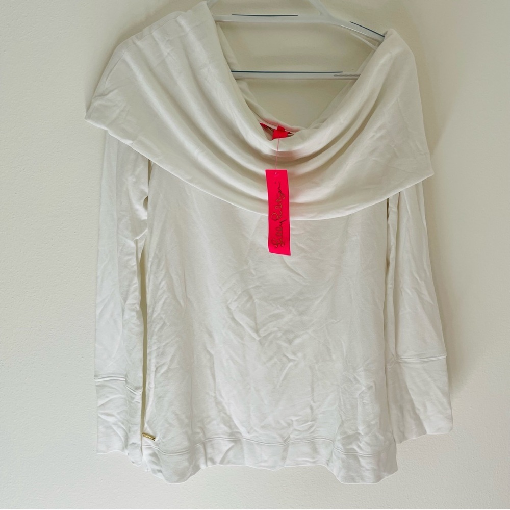 Lilly Pulitzer Belinda pullover off shoulder sweater resort white NWT